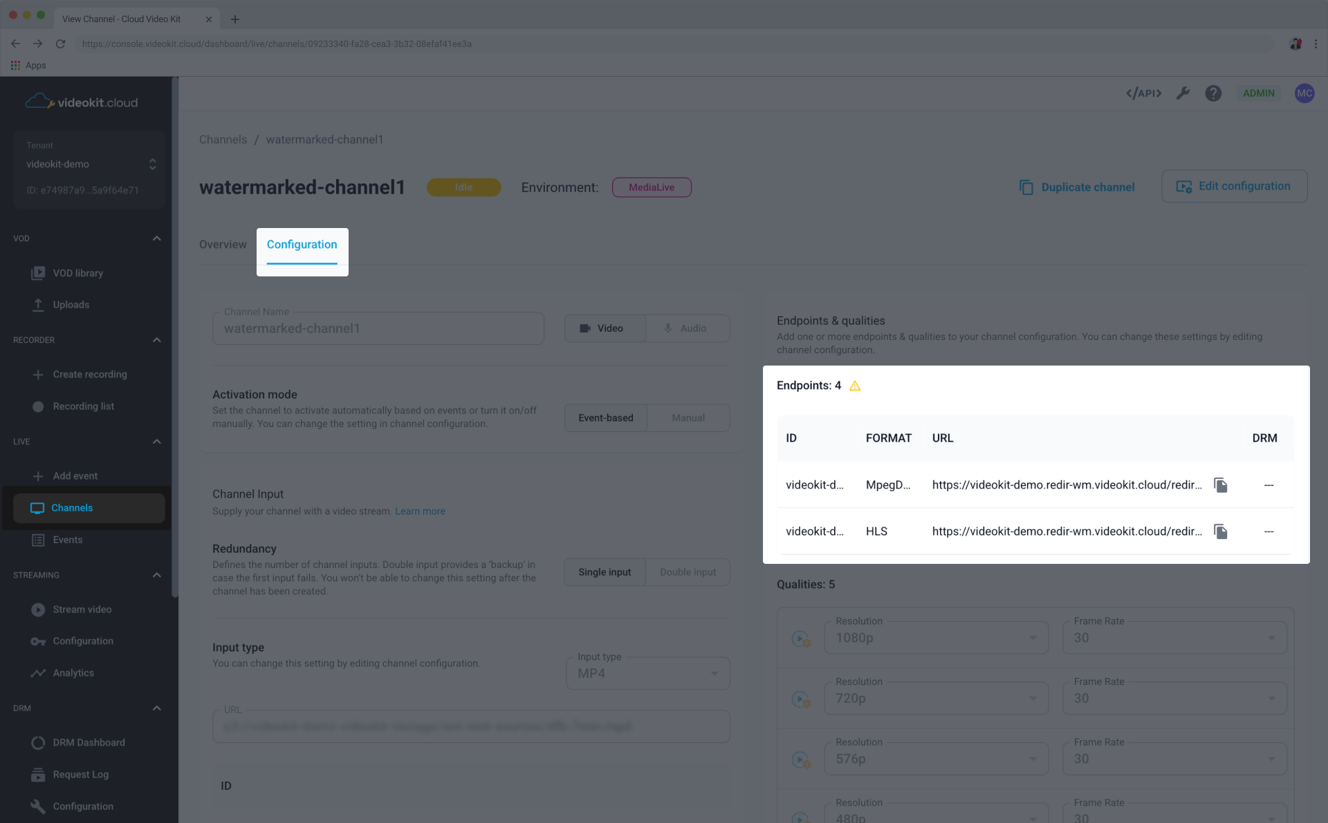Channel Configuration Endpoints