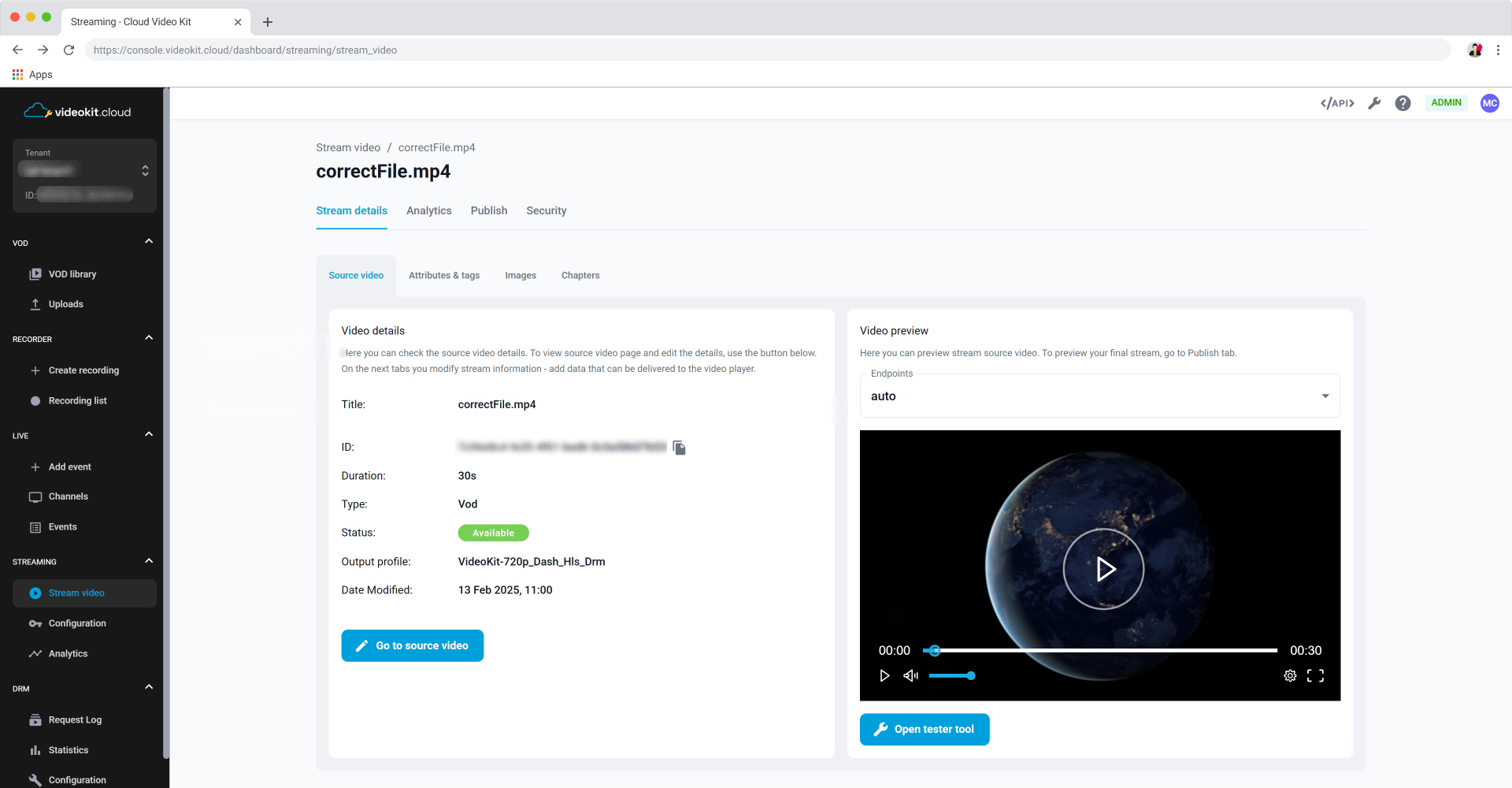 Stream Video Details Page