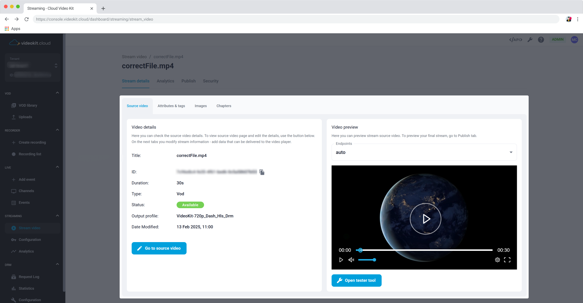 Stream Video Details Source Video