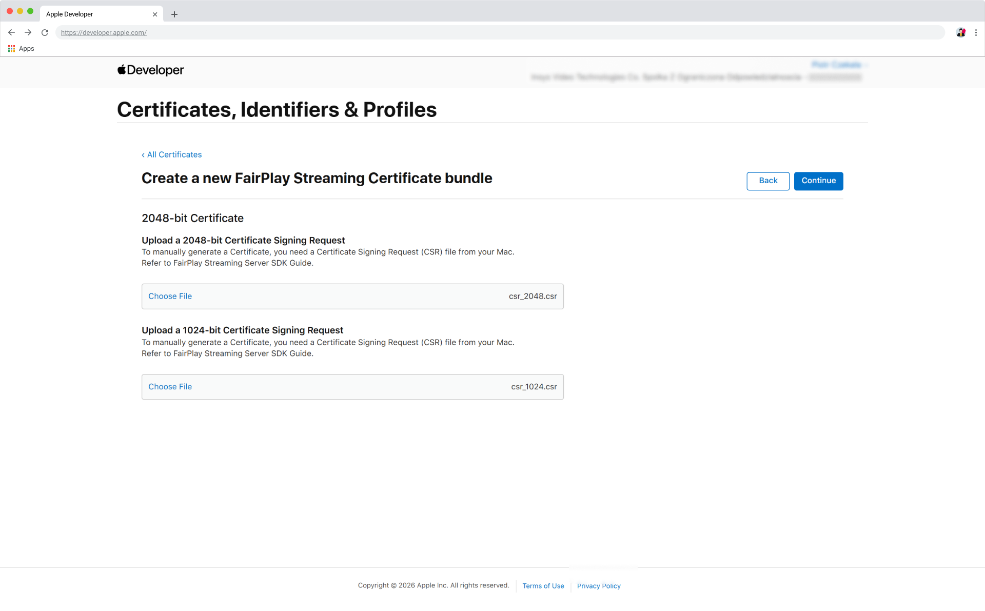 Apple Developer: Upload CSRs (2)