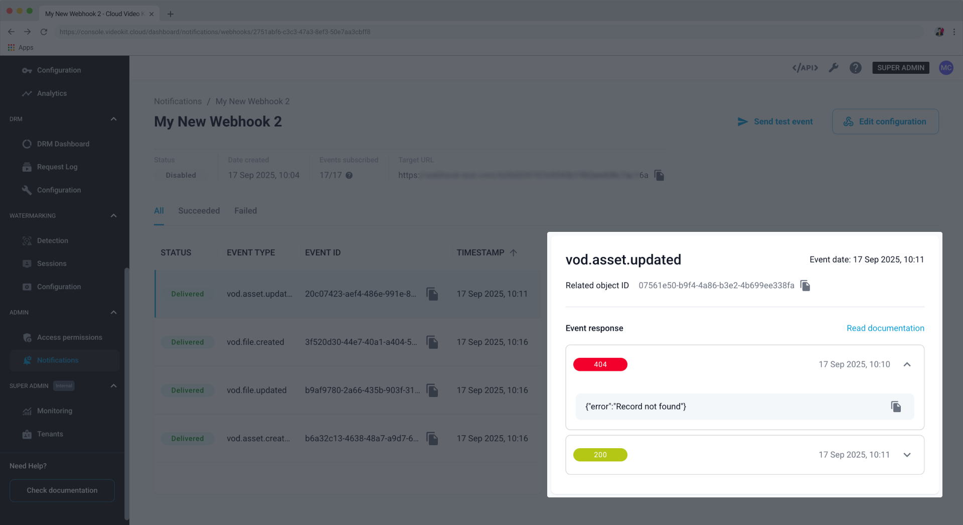Event response preview