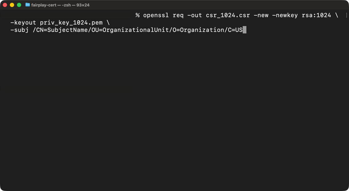 OpenSSL: generating the 1024-bit key and CSR (1)