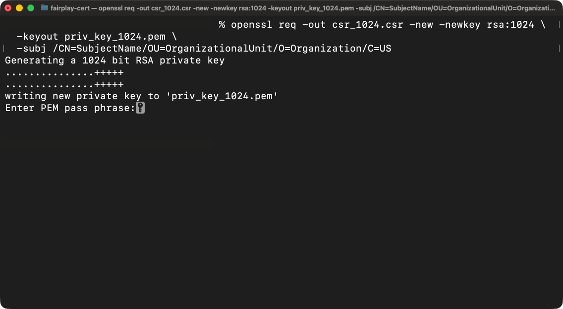OpenSSL: generating the 1024-bit key and CSR (2)