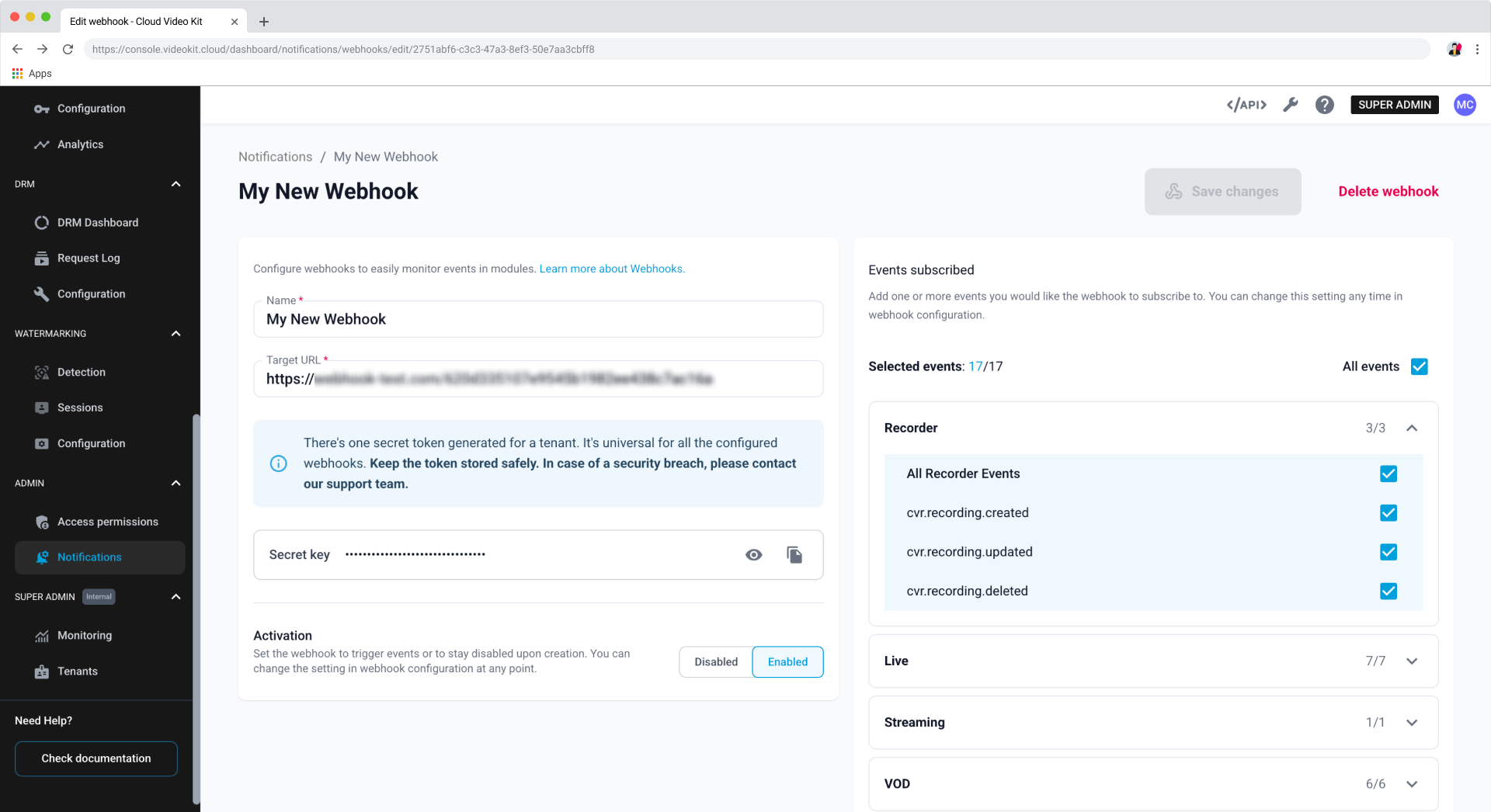 Edit configuration view