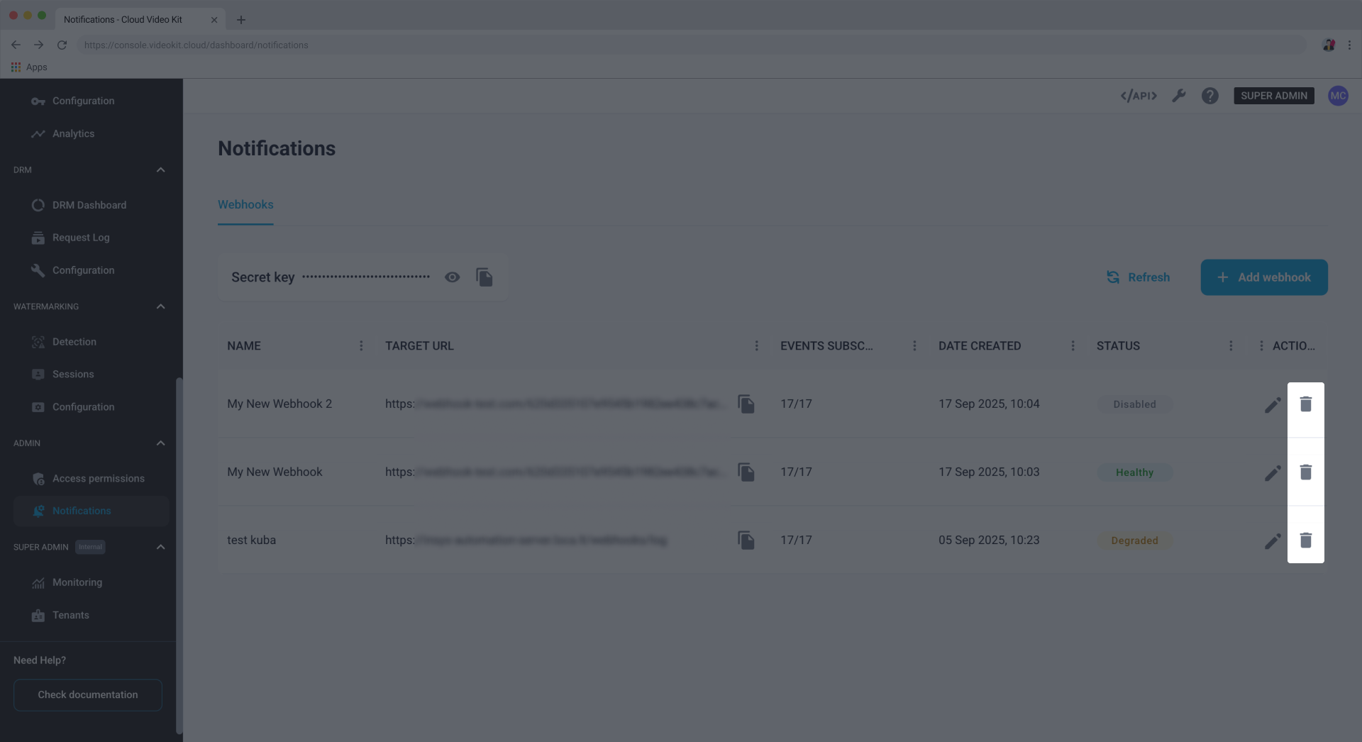 Delete trash can icon