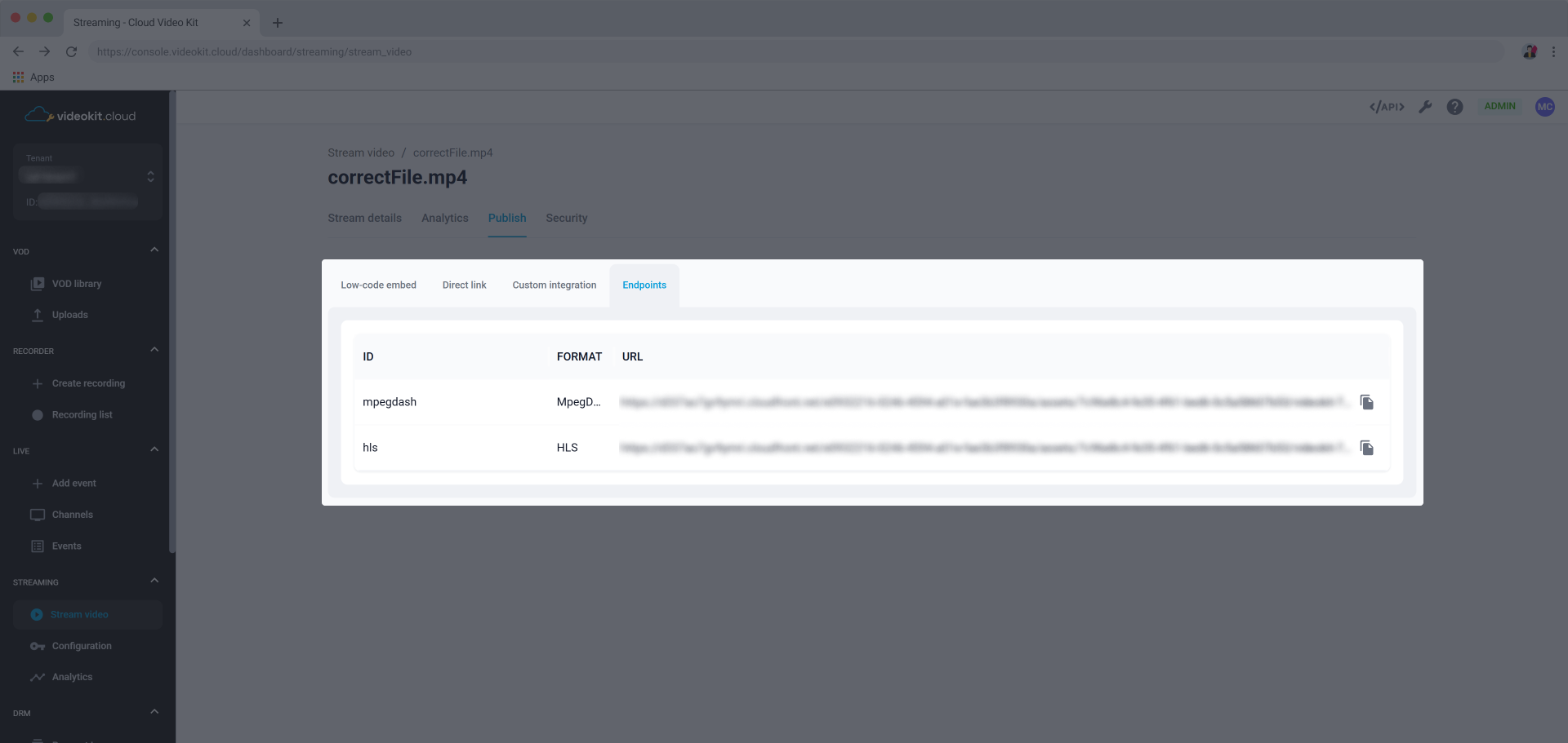 Stream Video Details Publish Endpoints