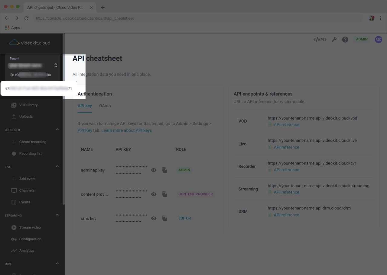 Tenant ID Screen