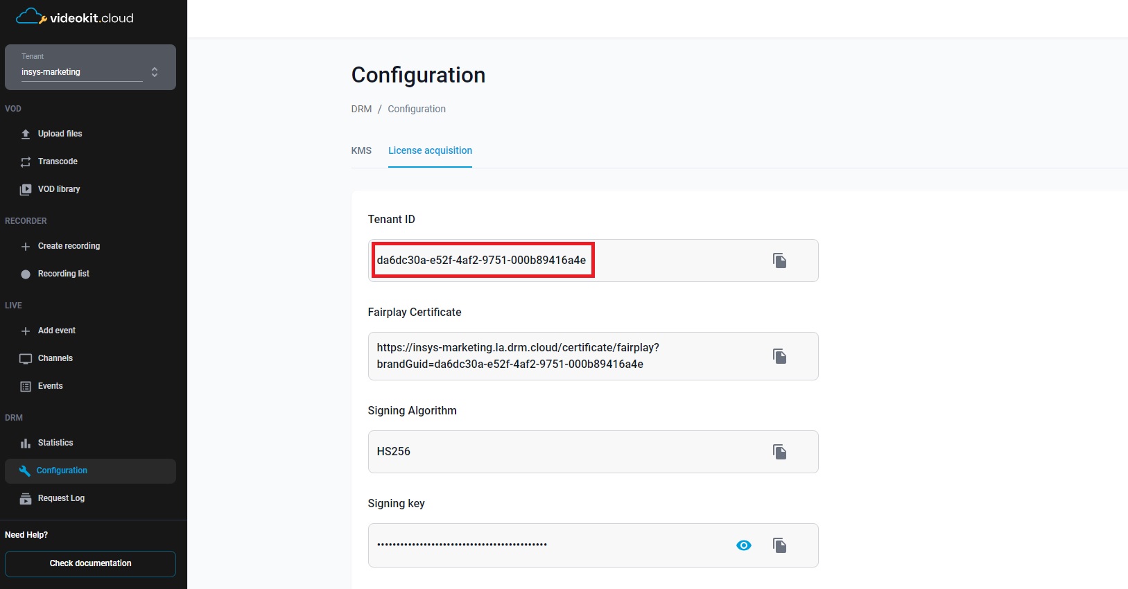 License Acquisition Parameters